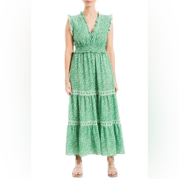 Max Studio Women's Crepe Sleeveless Ruffle Neck Tiered Maxi Dress size 3X - Picture 1 of 9